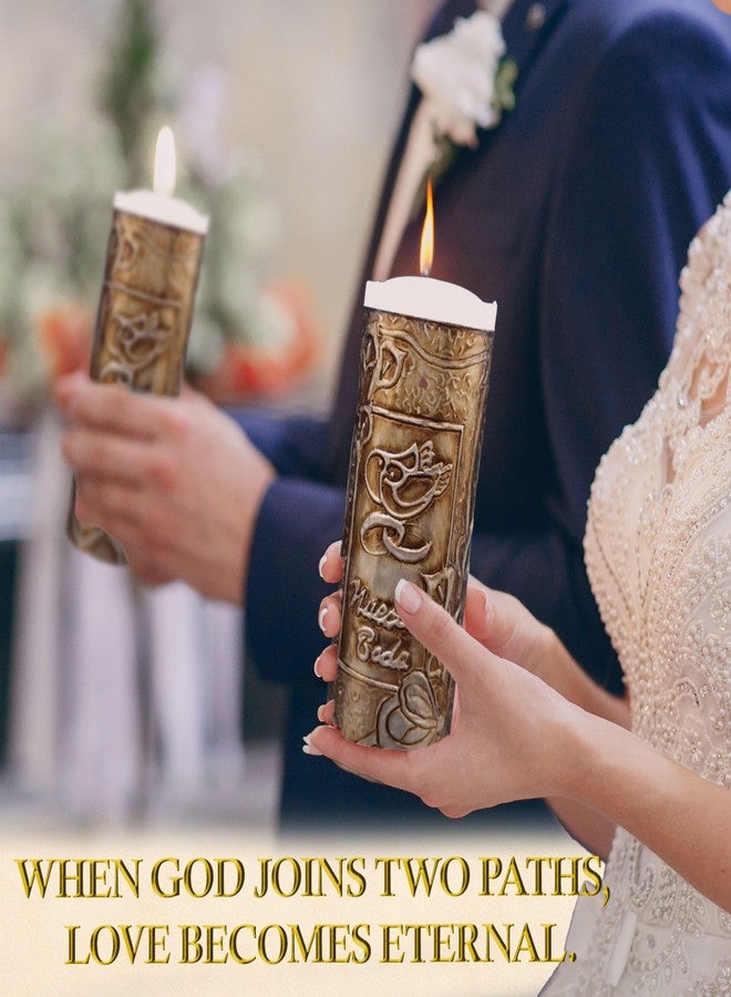 Nuestra Fe Unity Candles for Wedding Ceremony Set - Wedding Unity Candle Set - Burlap Unity Candle - velas para boda - Religious Candles - Cross Candle - Weddings Programs for Ceremony - Image 2